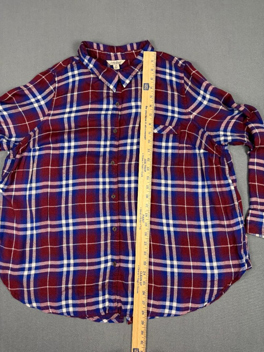 Lucky Brand Plaid Button Down Blouse Women’s 2X Red Blue Button Back - Picture 6 of 9